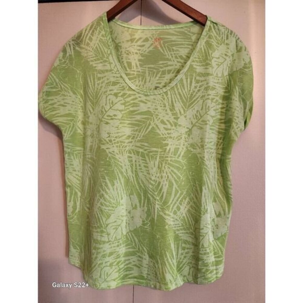E15 JOE Fresh tropical pattern green short sleeved t-shirt Sz Medium